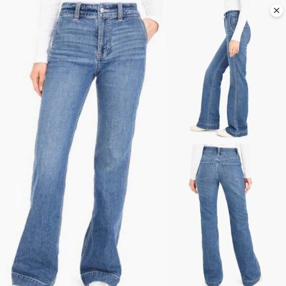 J. Crew Denim - J. Crew Wide Leg Trouser Jean - Women's Size 31 - Medium Blue Wash - Like New